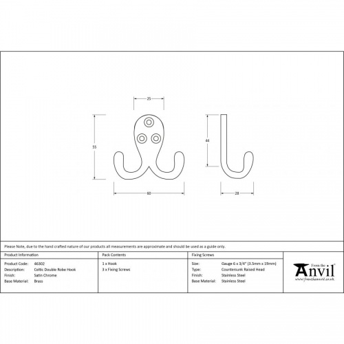 Satin Chrome Celtic Double Robe Hook